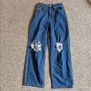 Wild Fable Blue Distressed Flare Jeans